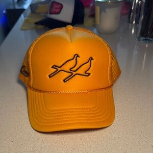 Yellow Two Dove Trucker Hat with Bird Embroidery